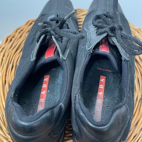Prada Shoes‎ Black Metal Sneakers Suede Leather Rare Women's Shoes Size 7 Us 37 - Picture 7 of 10